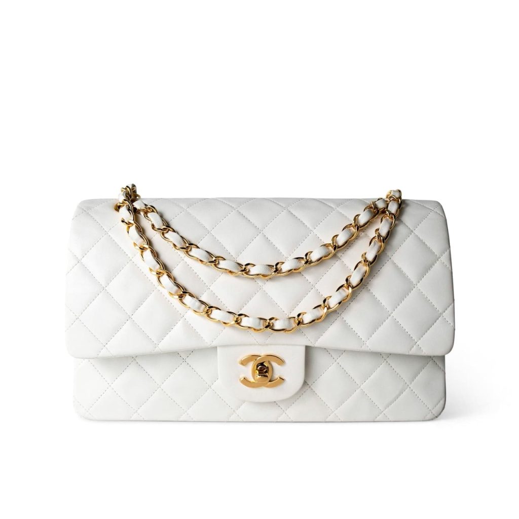 Chanel Classic Medium Handbag White 25cm A01112 - Image 2
