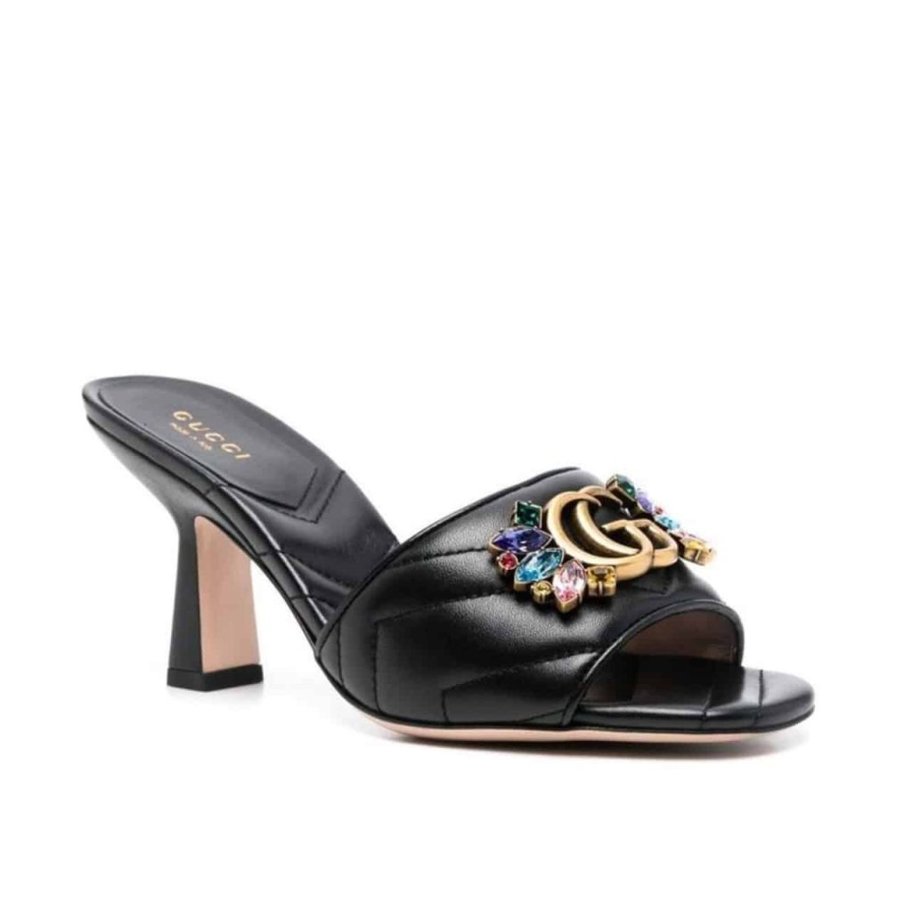 Gucci Women’s Flower Double G Slide Sandal Black - Image 2