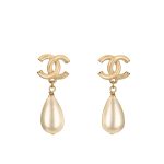Chanel Cc Pearl Drop Earrings A98327