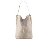 Saint Laurent Niki Supple Bucket In Suede Gray 38cm