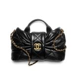 Chanel Mini Bow Bag Shiny And Gold Tone Metal Black 21Cm As5849 B22148 94305