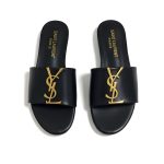 Saint Laurent Logo Slippers Black