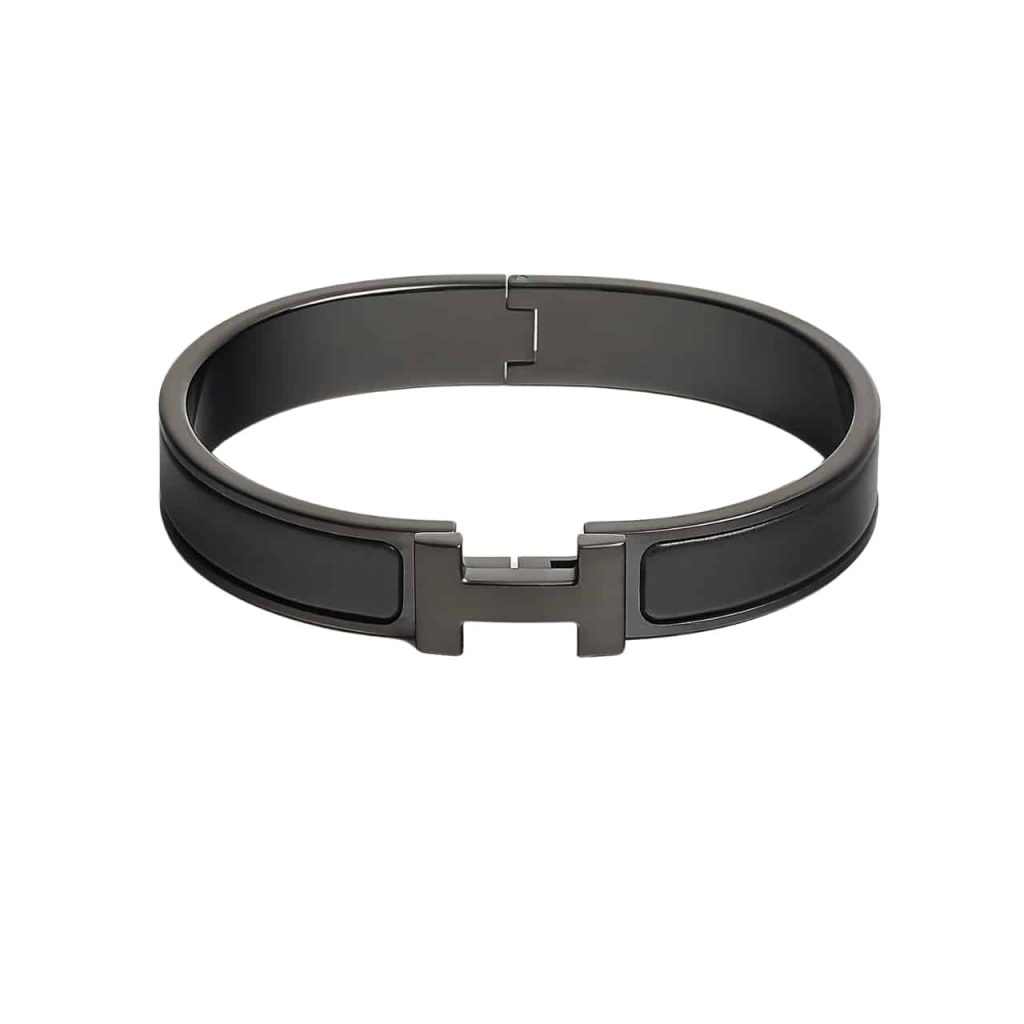 Hermes Mini Clic Anchor Chain Bracelet Black H703203fk01t4 - Image 2