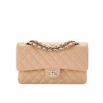 Chanel Cc Timeless Lined Flap Caviar Bag Dark Beige 26Cm