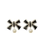 Chanel Cc Costume Earrings Black Abg402 B21902 U3576