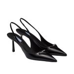 Prada Brushed Leather Slingback Pumps Black 1I901M 055 F0002 F 075