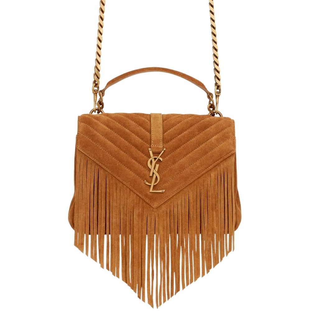 Thumbnail-19-1.jpg Saint Laurent Medium College Chain Bag In Suede Cinnamon 24cm 531705 0u0k7 7761 - Image 1