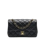 Chanel Mini Classic Handbag Gold Tone Metal Black 20Cm A69900 Y04059 94305