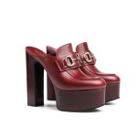 Gucci Women Platform Mule With Horsebit Red Leather ‎835315 Aadcw 6207 - Image 10