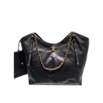 Chanel Medium Shopping Bag And Gold Tone Metal Black 35Cm As5463 B20565 94305
