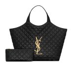 Saint Laurent Icare Maxi Quilted Shoulder Bag Black 50cm 698651AAANG1000