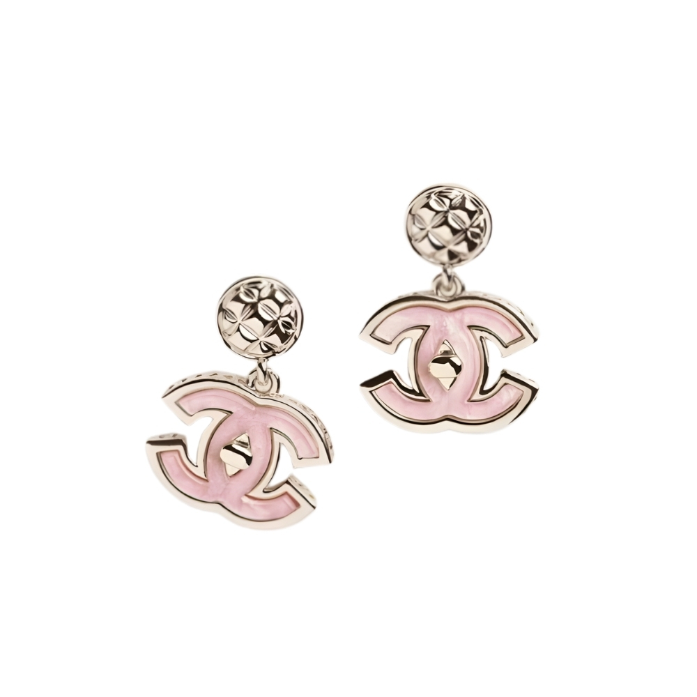 Thumbnail-21-4.jpg Chanel Large Enamel Cc Dangle Earrings Light Pink - Image 1