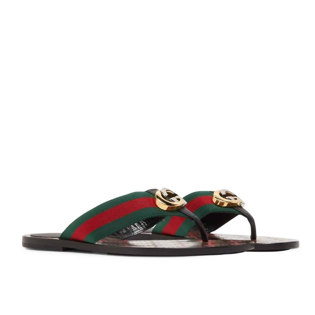 Gucci Gg Thong Web Sandal Black 612138 H9020 8476 - Image 2