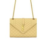 Saint Laurent Envelope Medium In Quilted Grain De Poudre Embossed Leather Bag Beige 24Cm 600185BOW912721