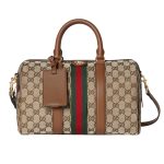 Gucci Ophidia Medium Boston Bag Beige And Brown GG Canvas 30Cm ‎857595 FAFUF 9870