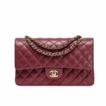 Chanel Classic 11.12 Handbag Gold Tone Metal Burgundy 25Cm A01112 Y04059 Nzv44