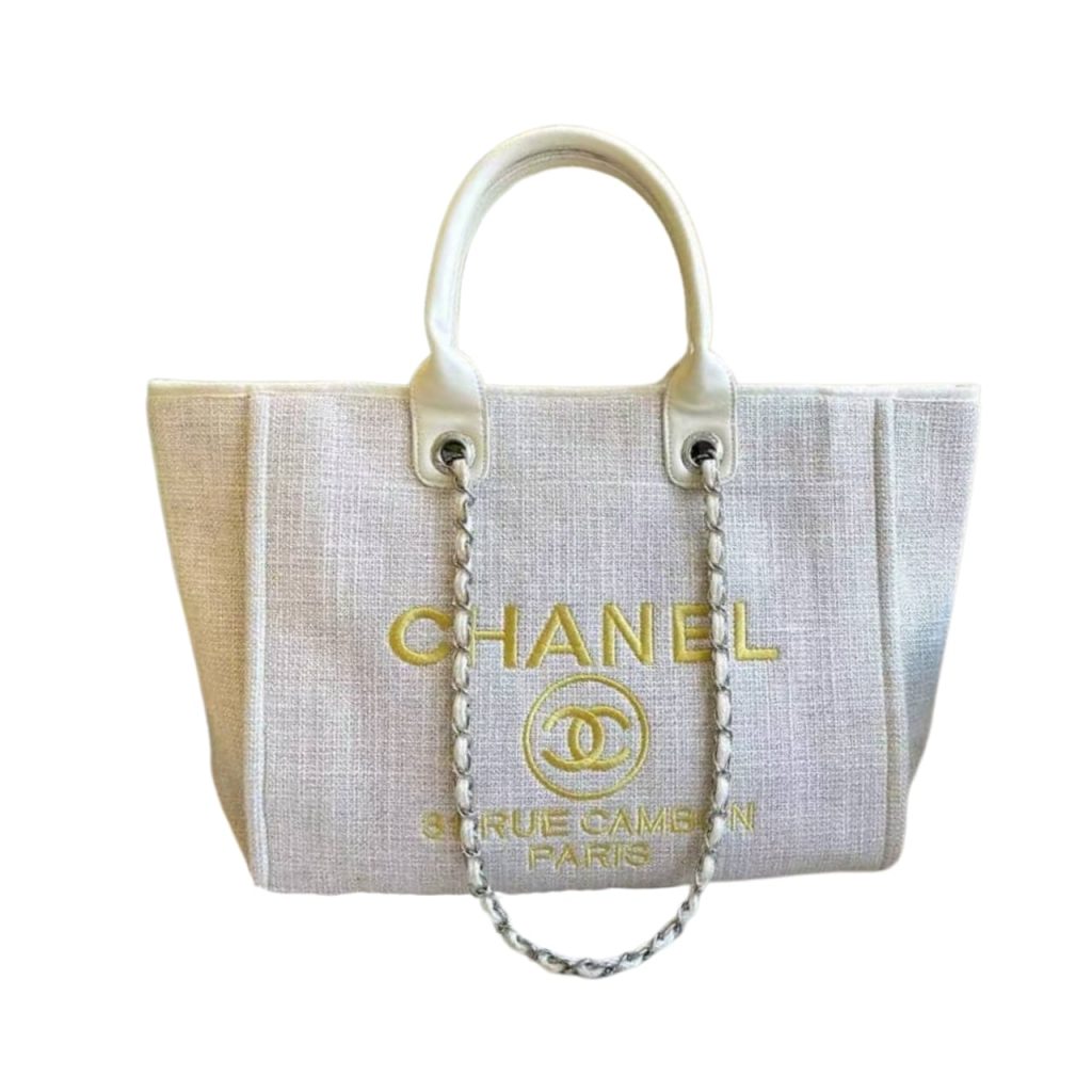 Chanel Deauville Large Tote Shopping Bag White 38Cm - Image 2