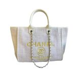 Chanel Deauville Large Tote Shopping Bag White 38Cm