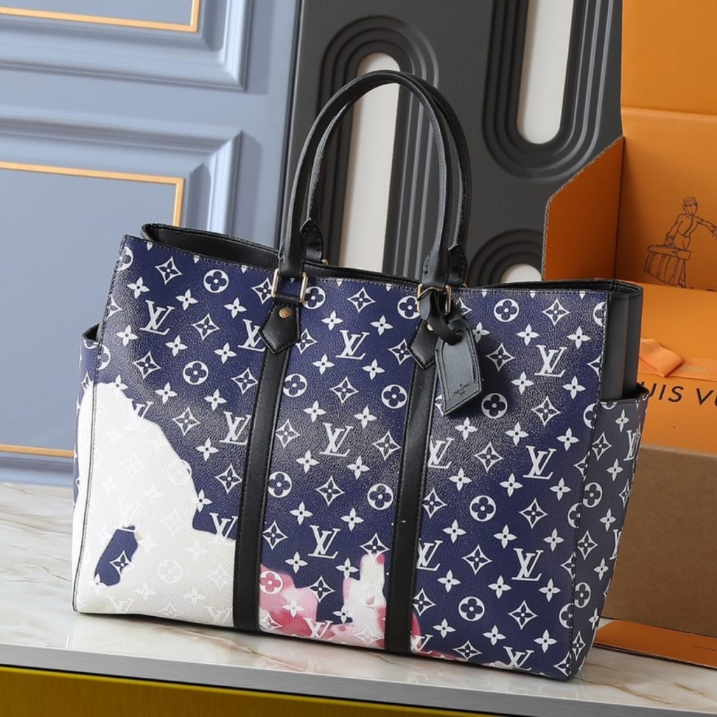 Louis Vuitton Monogram Tote Sac Flat Dark Blue 44cm - Image 4