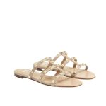 Valentino Garavani Rockstud Flat Slide Sandal Beige 5W2S0C49Vod P45