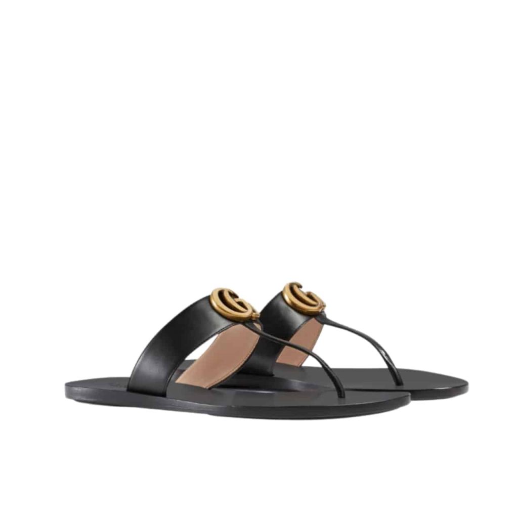 Gucci Double G Thong Leather Black ‎497444 A3N00 1000 - Image 2