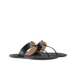 Gucci Double G Thong Leather Black ‎497444 A3N00 1000