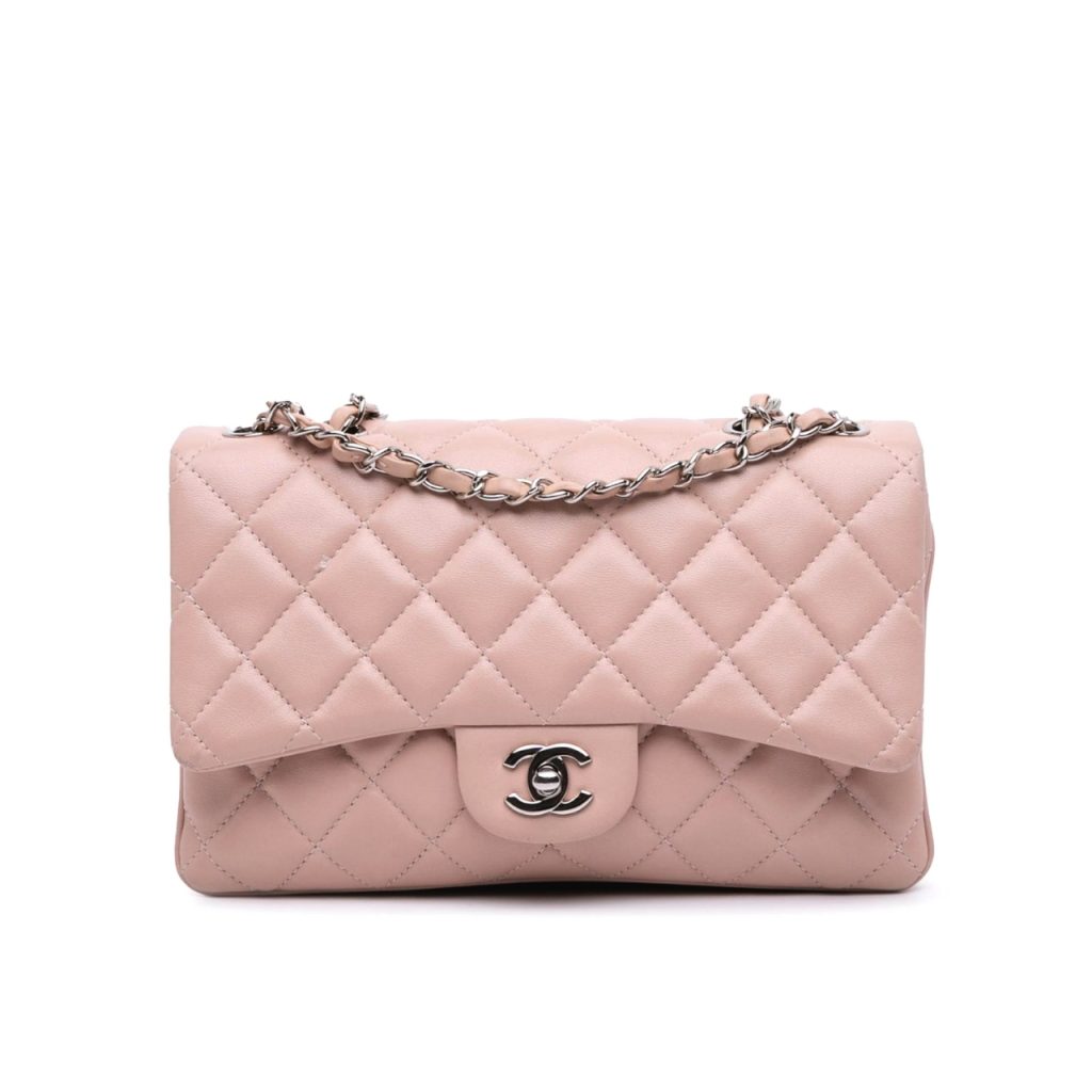 Chanel Classic Double Flap Bag Silver Hardware Light Pink 25Cm - Image 2