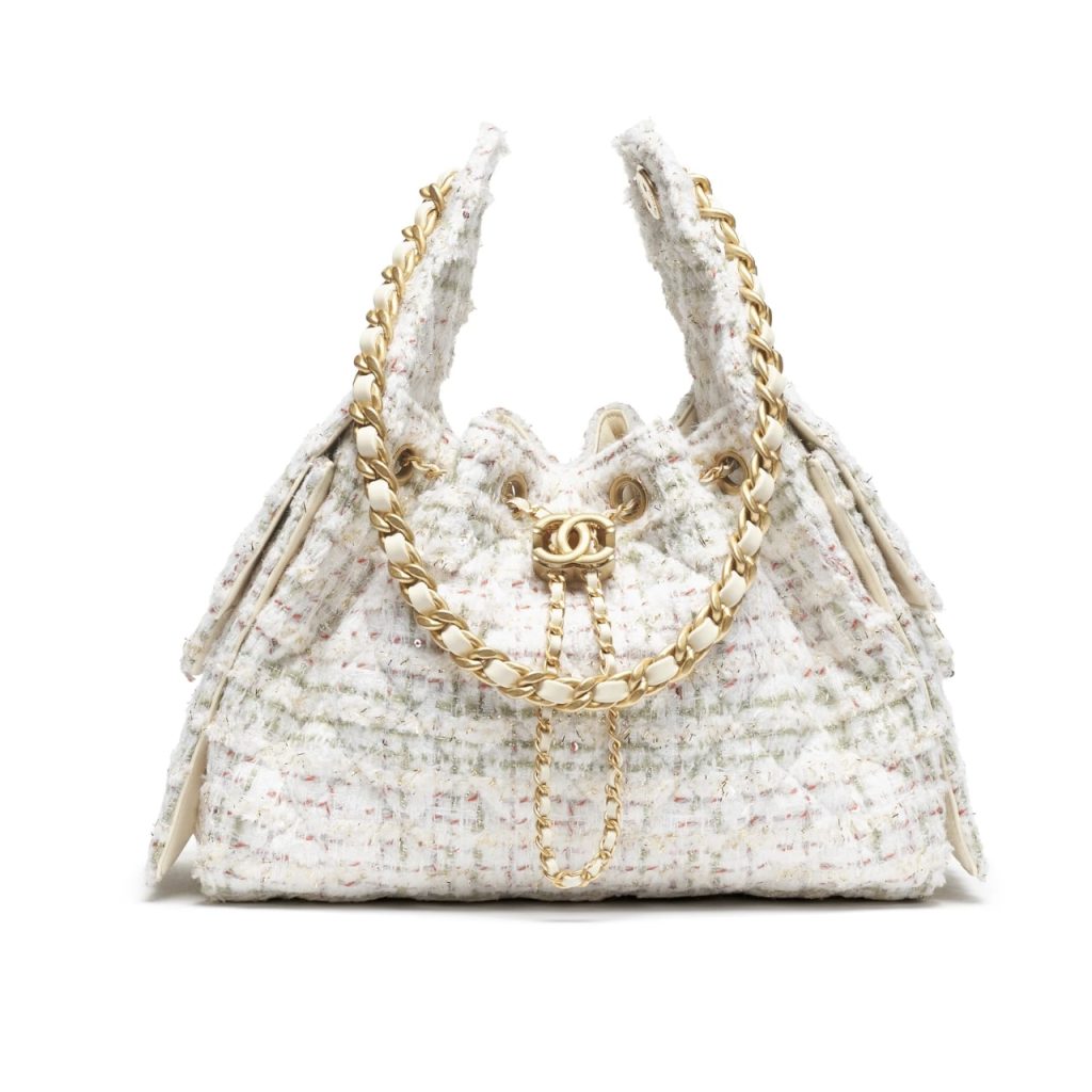 Chanel 25 Small Handbag Tweed And Gold Tone Metal Khaki 26cm AS5293 B21178 NR774 - Image 2