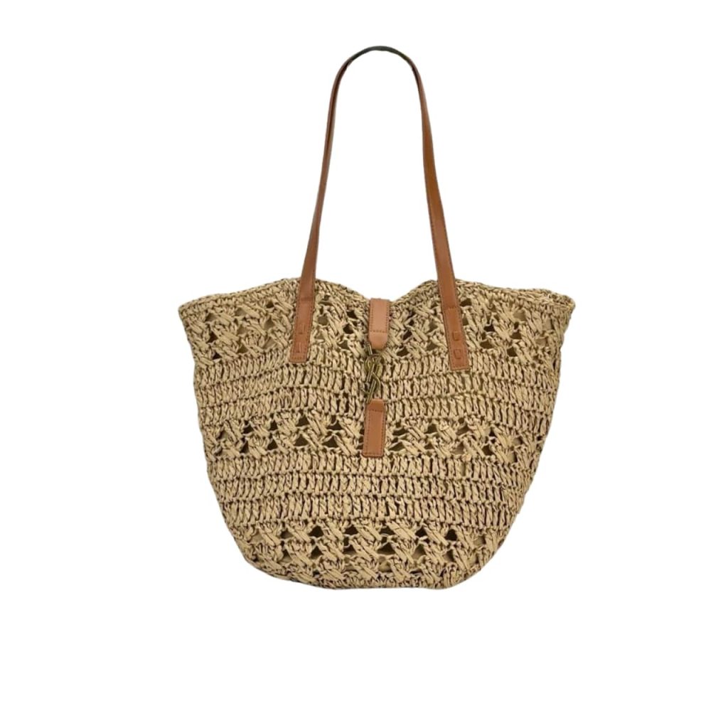 Saint Laurent Panier Raffia Natural Brown 39Cm 688221 Gaaac 2080 - Image 2