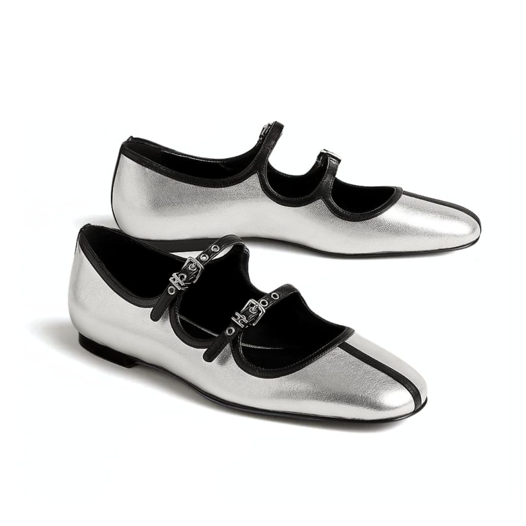 Hermes Lilia Ballet Flat Silver H252042z 52350 - Image 2