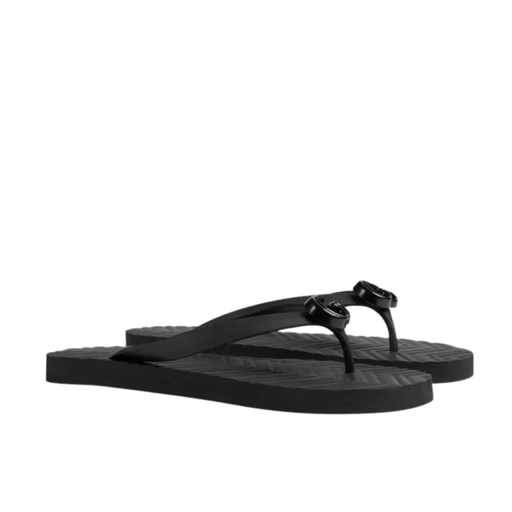Gucci Women’S Chevron Thong Sandal Black ‎‎‎655463 J8710 1000 - Image 2