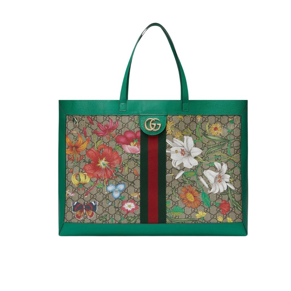 Gucci Ophidia GG Flora Medium Tote Green 44cm - Image 2