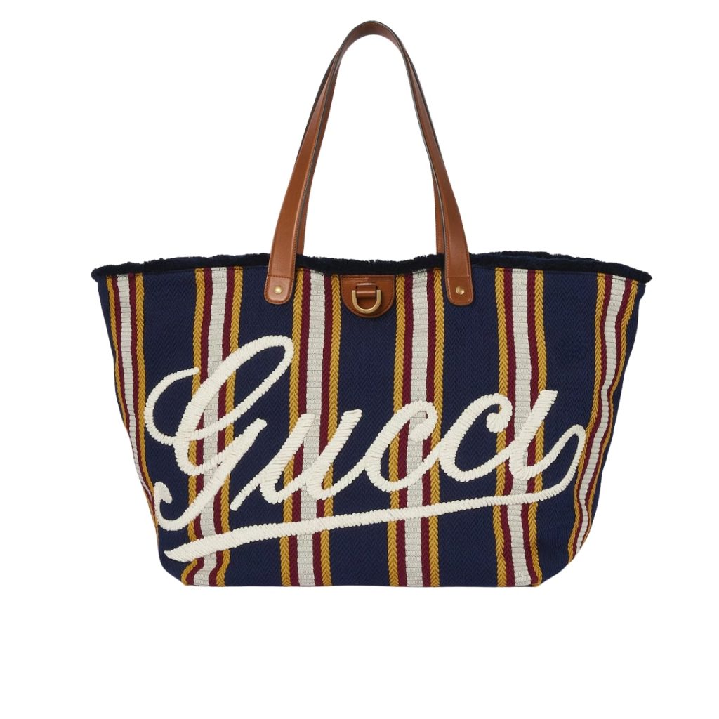 Gucci Embroidered Large Canvas Tote Bag In Dark Blue And Multicolor 37cm 818779 Faef8 8796 - Image 2