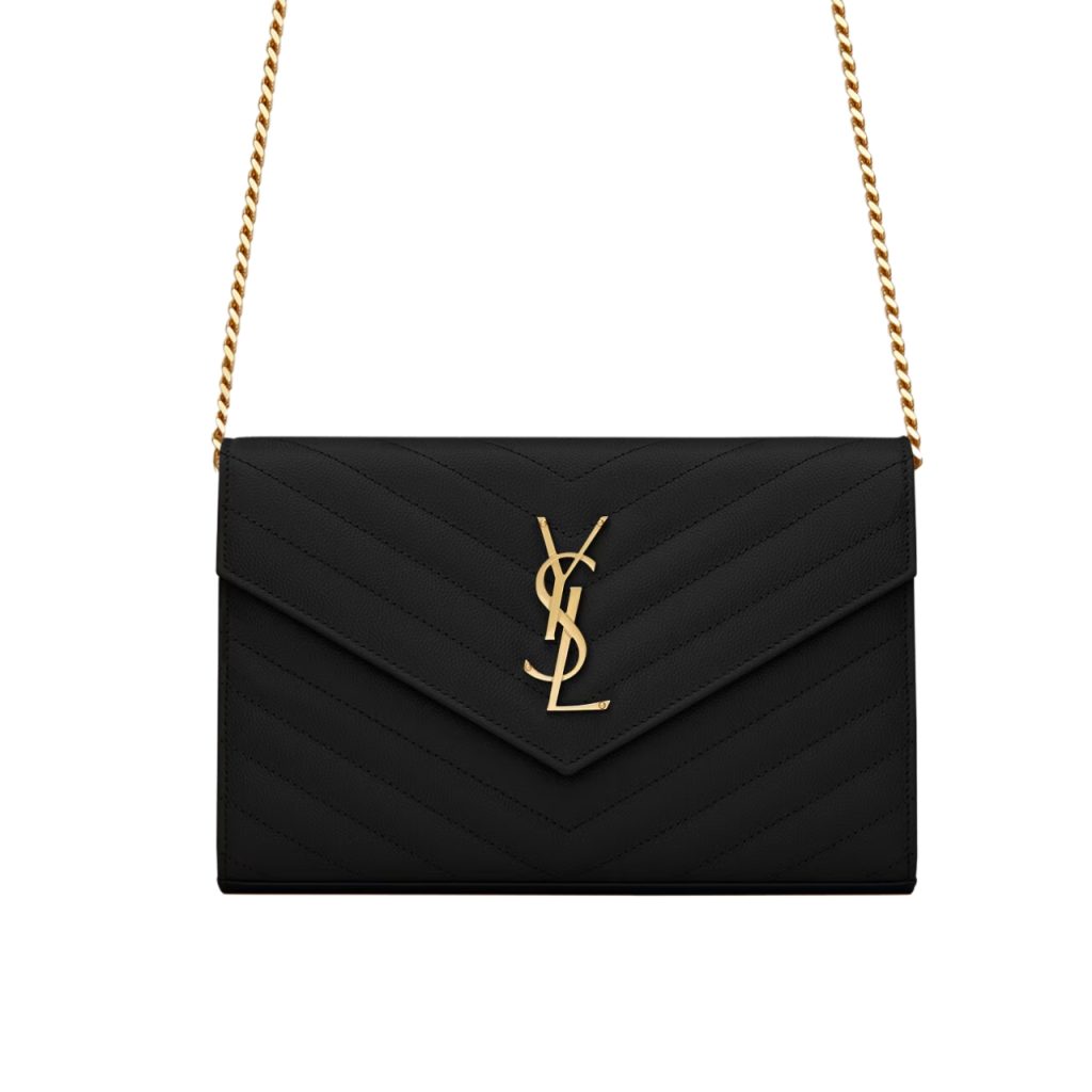 Saint Laurent Classic Cassandre Grain De Poudre Chain Wallet Black 22cm 377828BOW011000 - Image 2