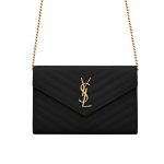 Saint Laurent Classic Cassandre Grain De Poudre Chain Wallet Black 22cm 377828BOW011000