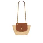 Saint Laurent Mini Manon In Raffia And Aged Vegetable Tanned Leather Naturel 23Cm 774269Gaaed9051
