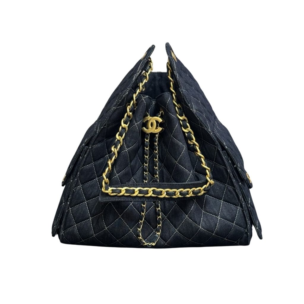 Chanel 25 Medium Handbag Washed Denim Dark Blue 34cm - Image 2