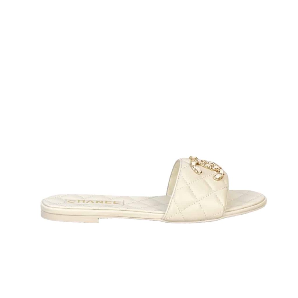 Chanel 23P Quilted Cc Chain Mule Sandal White - Image 2