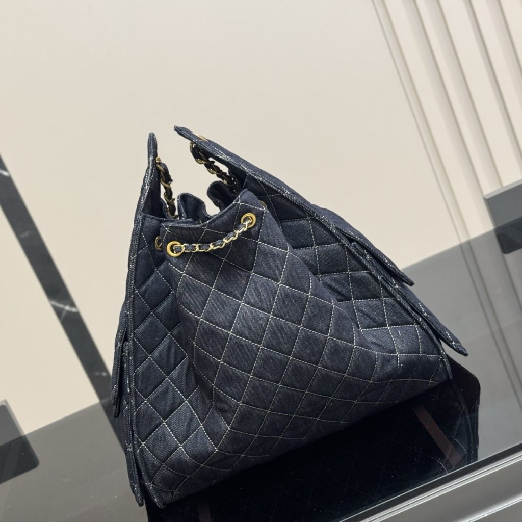 Chanel 25 Medium Handbag Washed Denim Dark Blue 34cm - Image 7