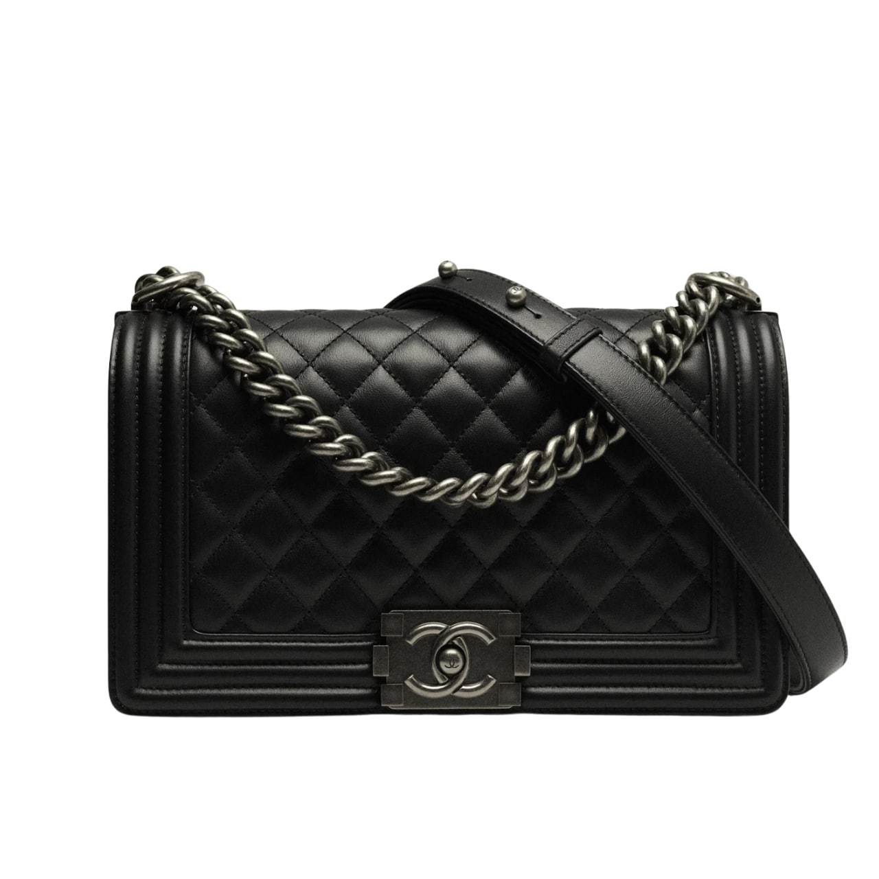 Thumbnail-5-1-1.jpg Chanel Boy Medium Handbag Sliver Hardware Black 25Cm A67086 Y09953 94305 - Image 1