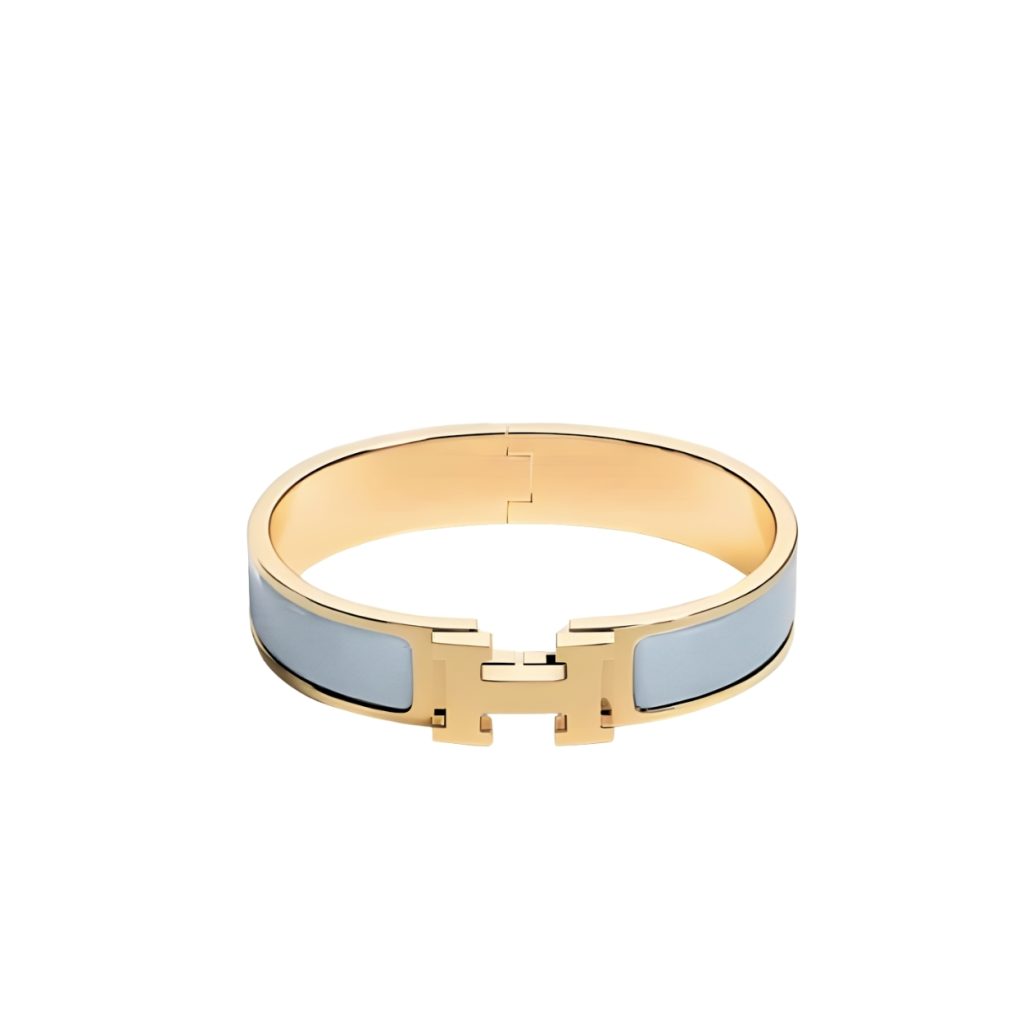 Hermes Clic Clac H Bracelet Gold In Light Blue - Image 2