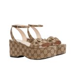 Gucci Women Horsebit Flatform Sandal Beige And Ebony 794718 2Hk80 9741 - Image 7