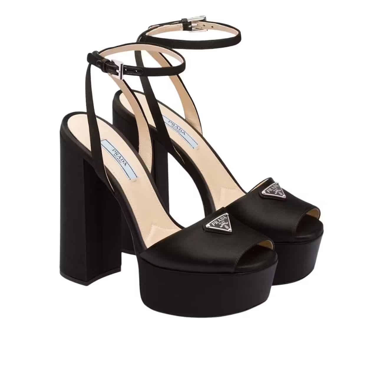 Thumbnail-52.jpg Prada High Heeled Satin Sandals Black 1Xp48B 049 F0002 F 135 - Image 1