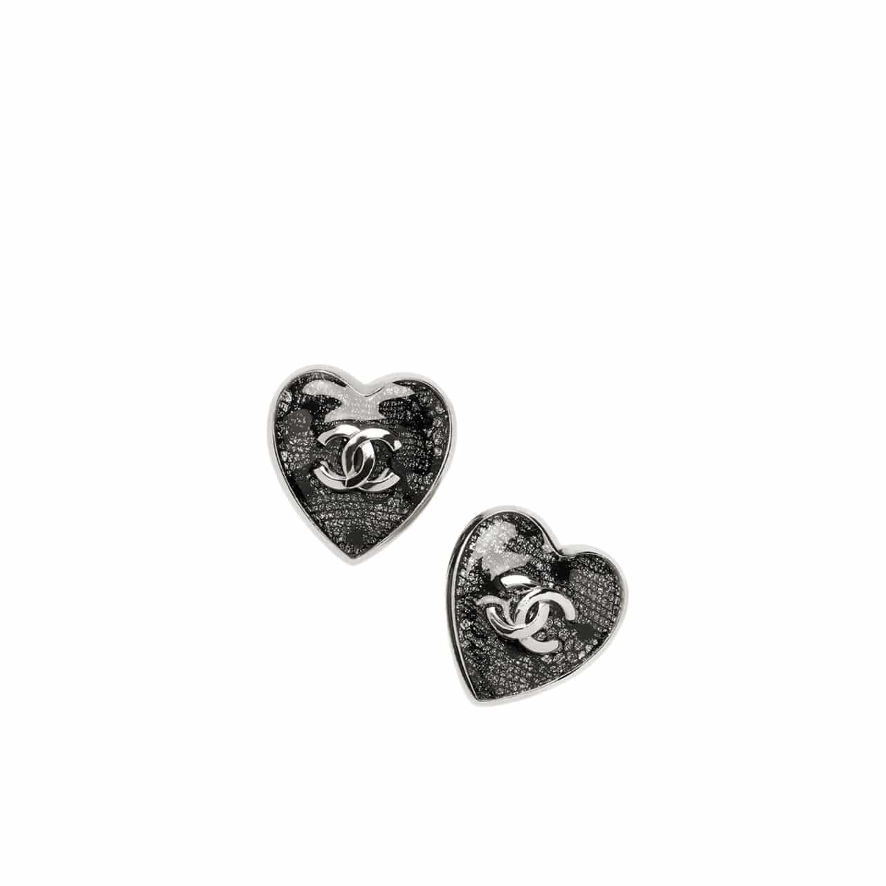 Thumbnail-55.jpg Chanel Stud Earrings Silver And Black - Image 1