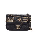 Chanel Quilted Mini Coco Clips Flap Gold And Ruthenium Hardware Black 20Cm