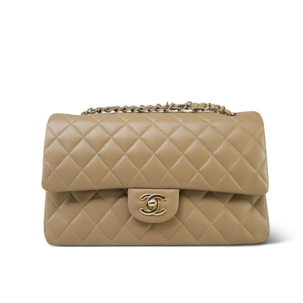 Chanel Medium Classic Double Flap Beige Gold Hardware 25Cm - Image 2
