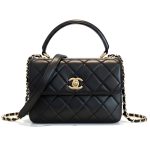 Chanel Flap Bag With Top Handle Black 25cm A92236 Y60767 94305