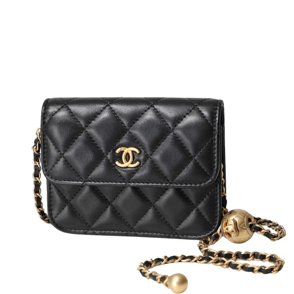 Chanel Clutch With Chain Pearl Crush Gold Black 15Cm Ap1628 B02916 94305 - Image 2