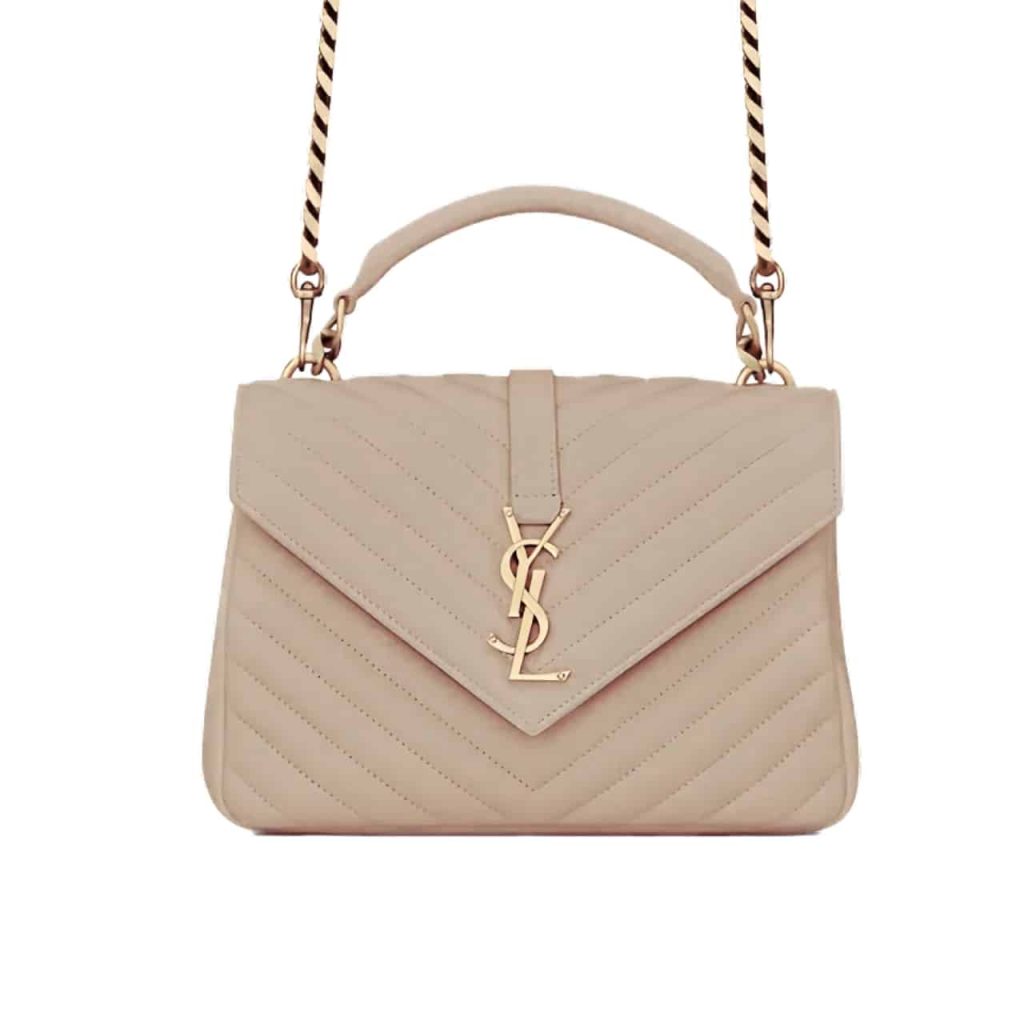 Saint Laurent Collège Medium Chain Bag In Quilted Leather Beige 24Cm 600279Brm072721 - Image 2