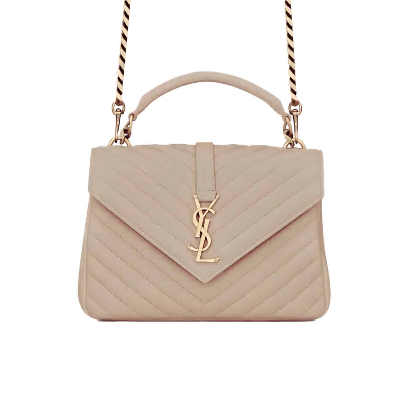 Thumbnail-7-1.jpg Saint Laurent Collège Medium Chain Bag In Quilted Leather Beige 24Cm 600279Brm072721 - Image 1